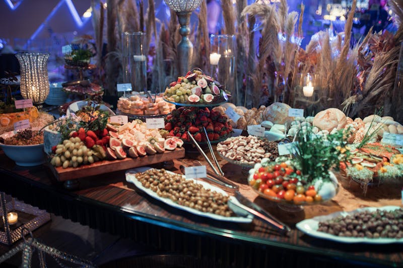 Buffet catering service at a wedding